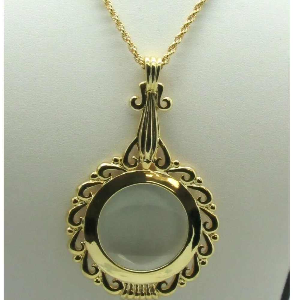 Joan Rivers Lorgnette Magnifying Glass Gold Tone 30” Chain Preowned Mark…